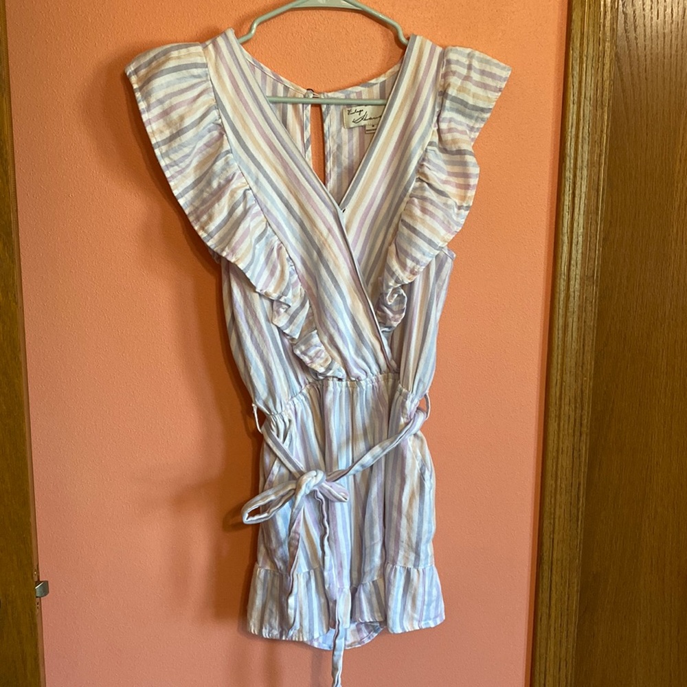 Vintage Havana Striped Ruffle Romper